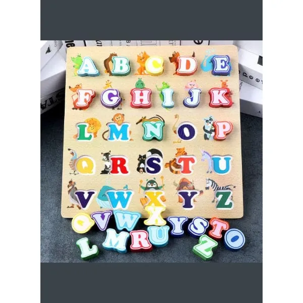 Alphabet Puzzle, Kids Early Development Toy, 3D Wooden Alphabet Capital and Small Letters