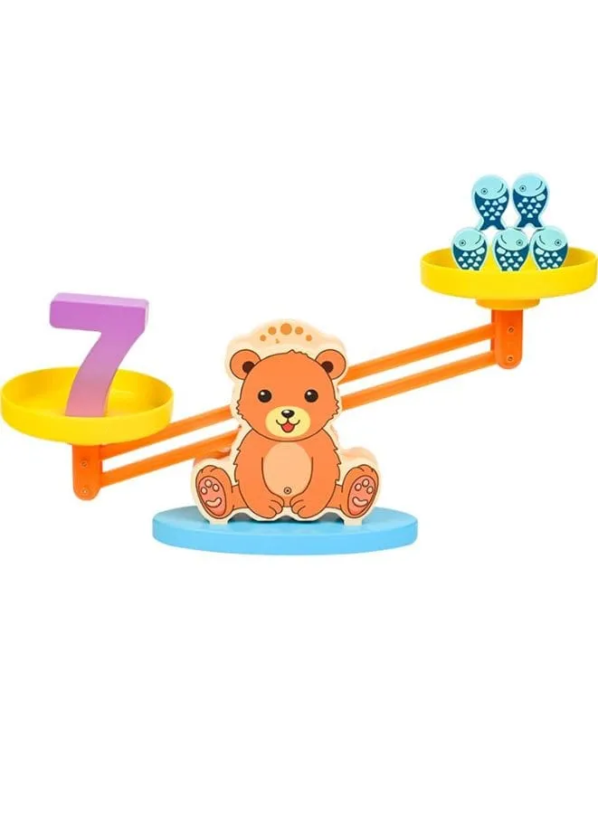 Bear Balance Game Toy, Educational Learning Counting Number Math Toy with Numbers, Little Fishes, Game Cards, Gifts for Kids