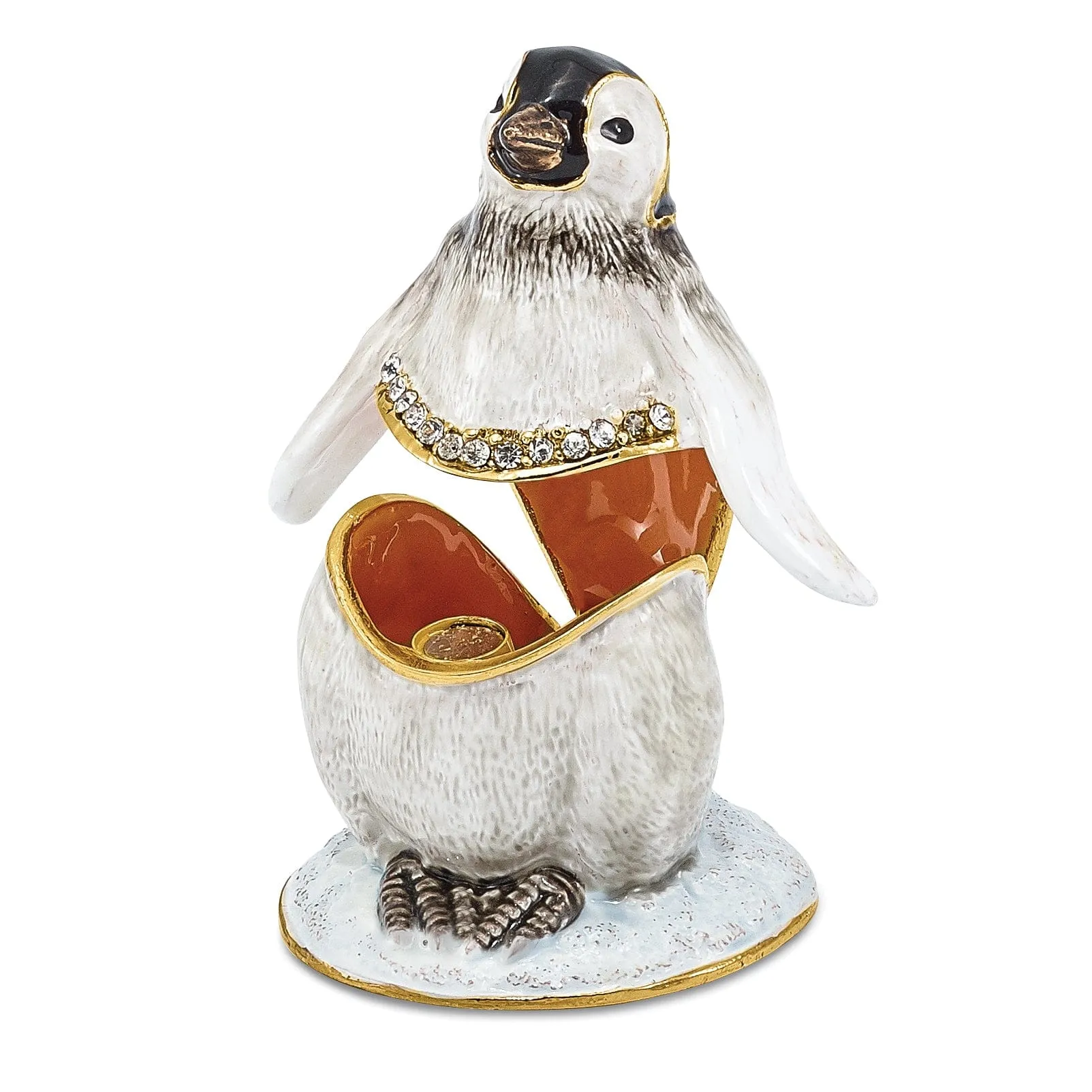 Bejeweled Pewter Multi Color Enamel PEEPS Baby Penguin Trinket Box