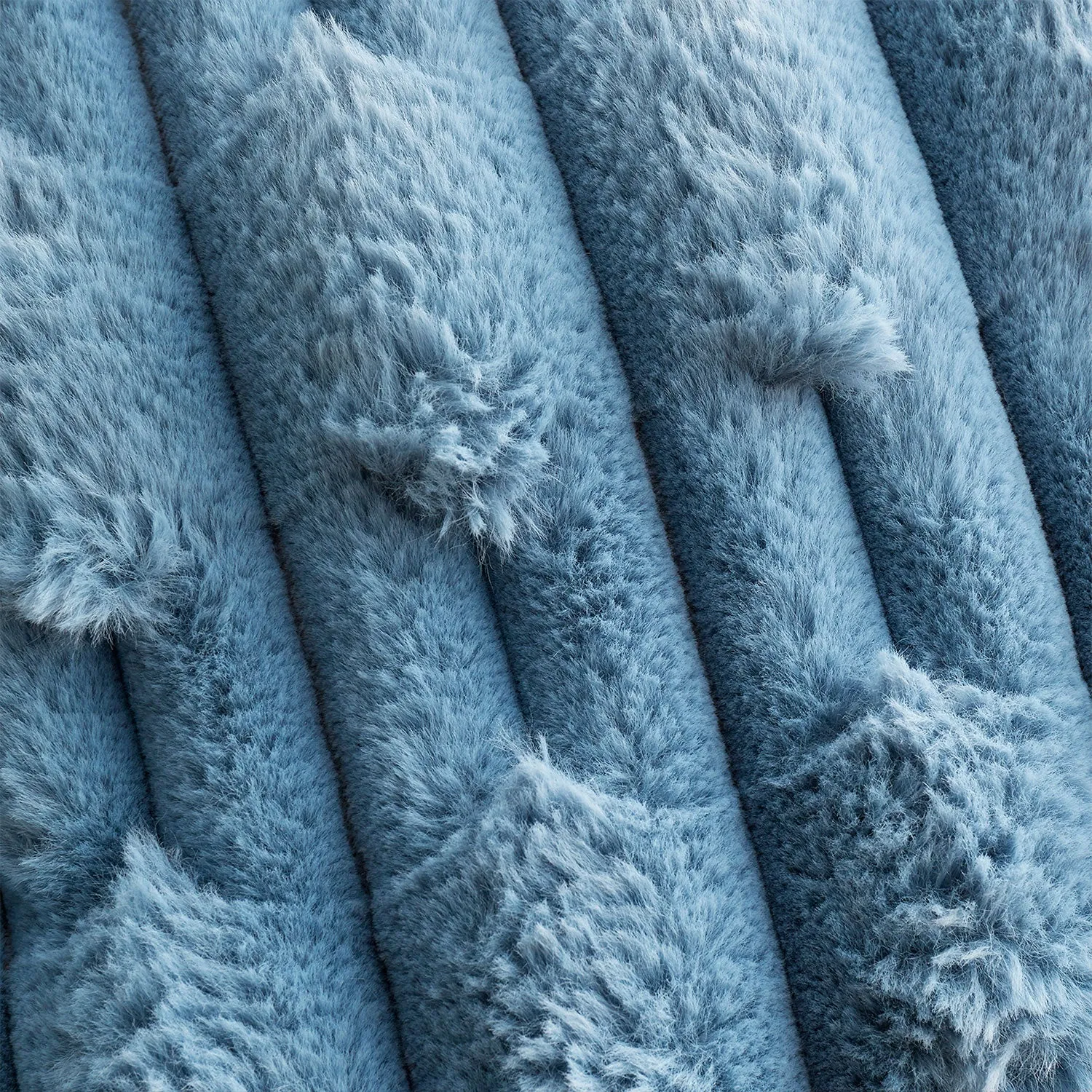 Bianca Blue Carved Faux Fur Blanket Throw (150cm x 200cm)