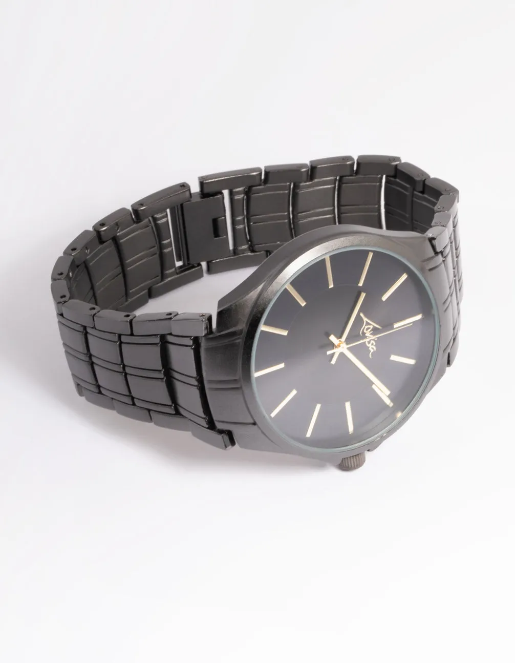 Black Basic Detail Link Watch