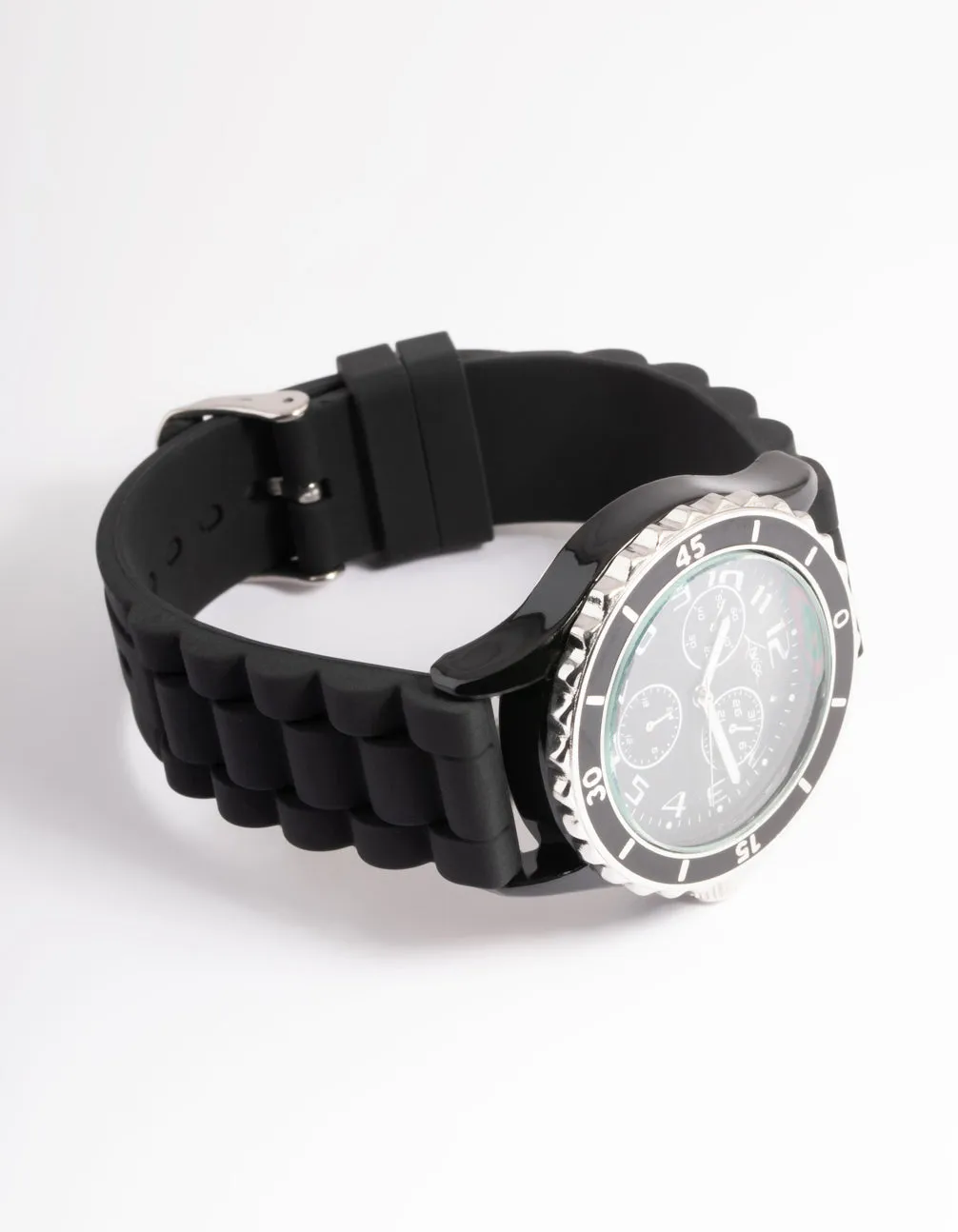 Black Silicone Sport Watch