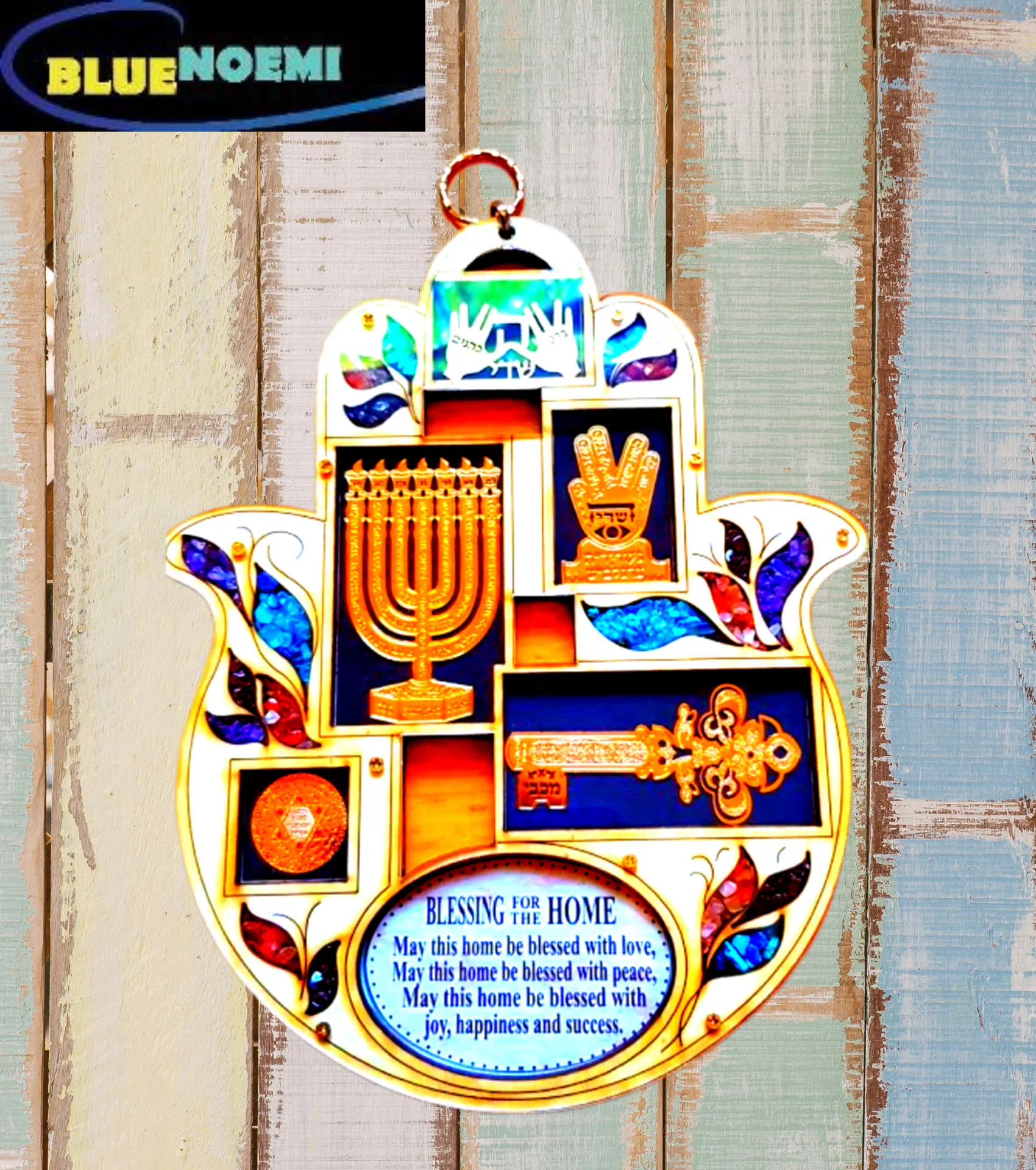 Bluenoemi Menorah Hamsa Jewish Gifts Hand Home Blessing Israeli Gifts