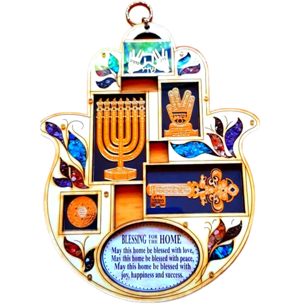 Bluenoemi Menorah Hamsa Jewish Gifts Hand Home Blessing Israeli Gifts