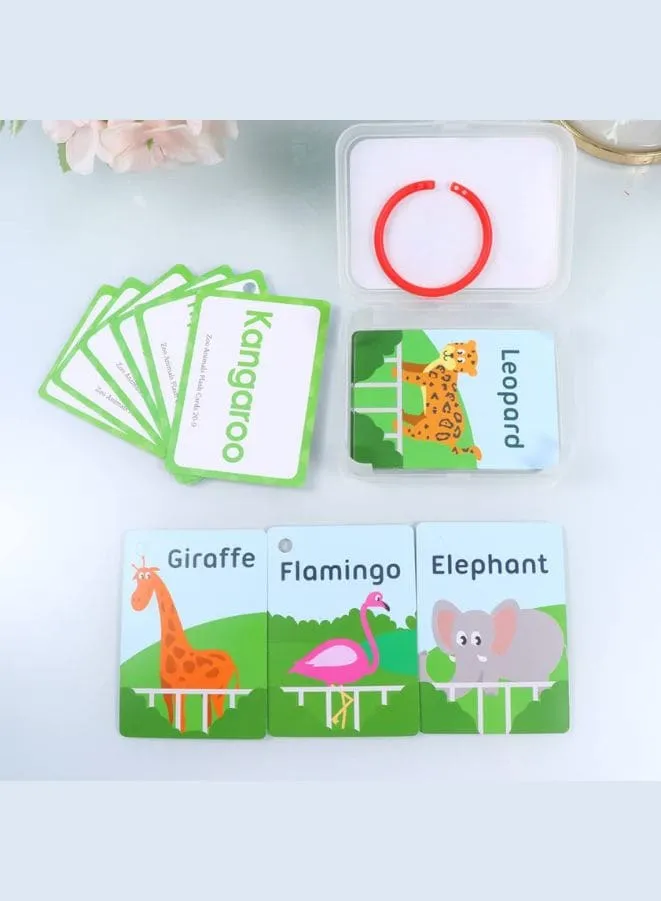 Children Learning Cards: Educational Baby Flash Cards Pocket Card Preschool Teaching Cards for kids, Zoo Animals