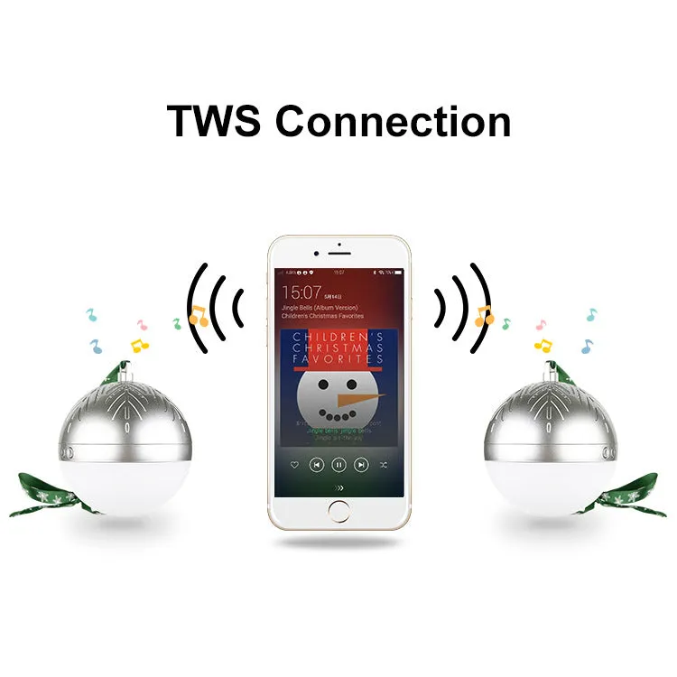 Christmas ball Bluetooth TWS speaker colorful flash lights