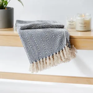 Cotton Bay Geo Diamond Throw - Navy