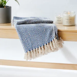 Cotton Bay Geo Diamond Throw - Royal Blue