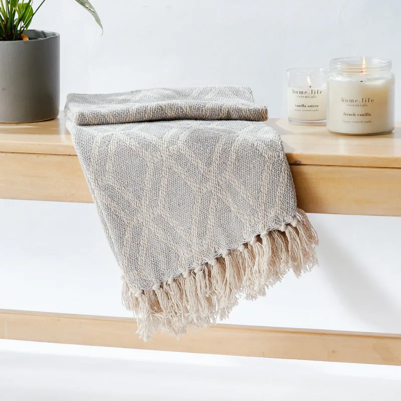 Cotton Bay Honeycomb Throw - Light Grey