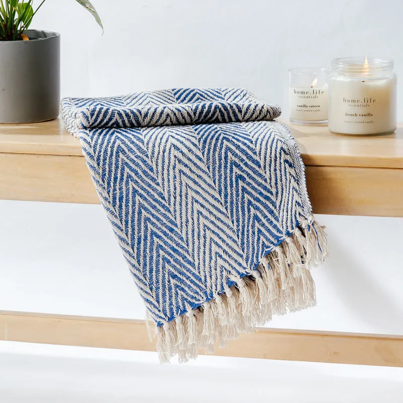 Cotton Bay Ladder Throw - Royal Blue