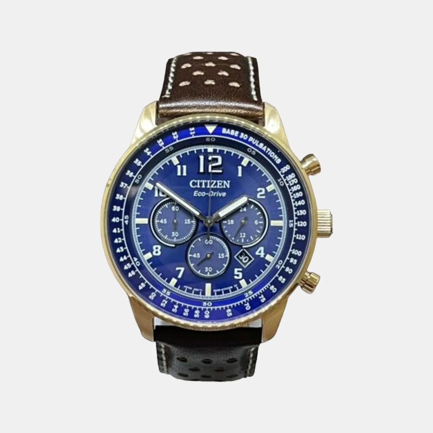 Eco-Drive Men's Blue Leather Chronograph Watch CA4503-18L