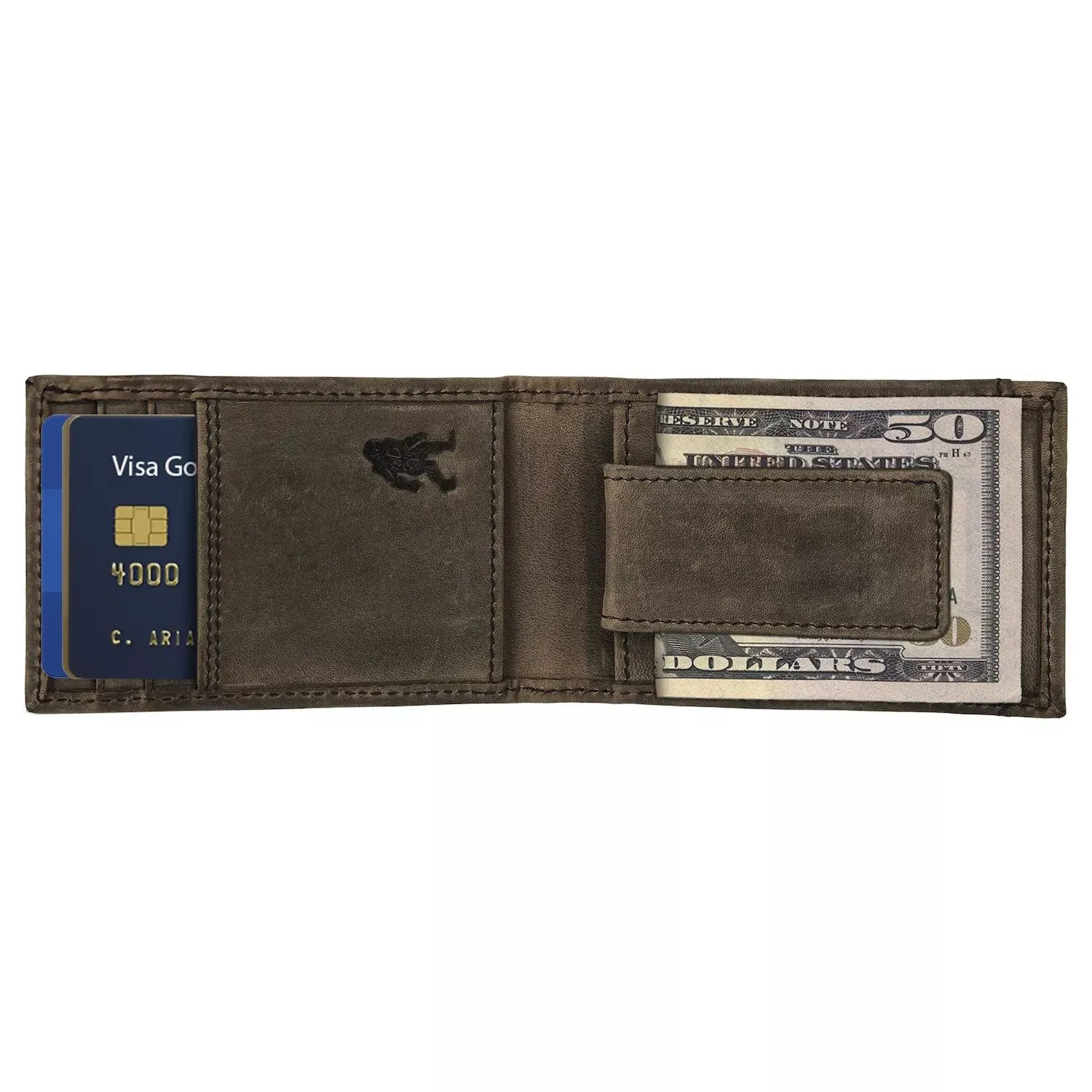 Eddie Bauer Men's Wallet with Money Clip, Double Embossed