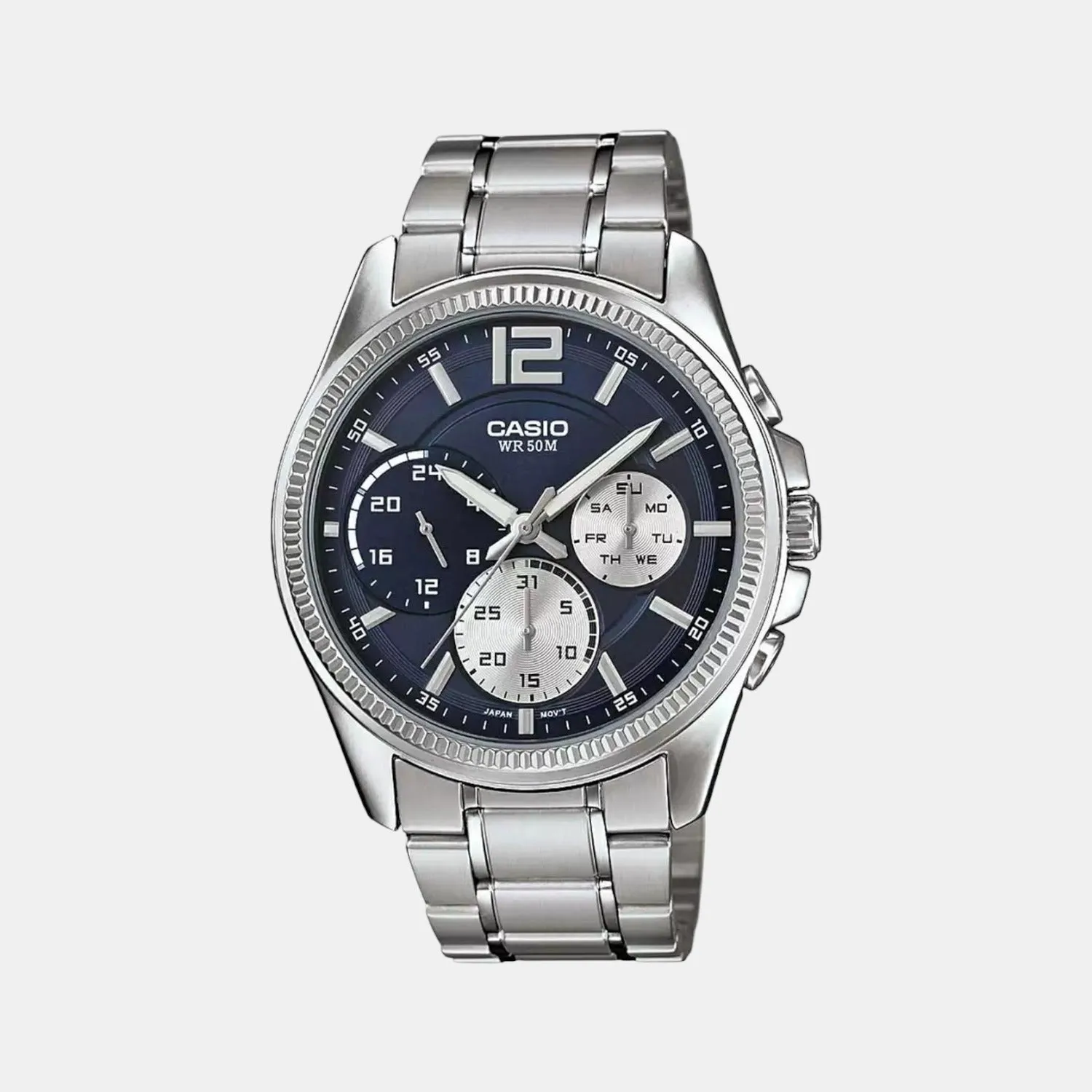 Enticer Men's Blue Dial Chronograph Stainless Steel Watch A1660 - MTP-E305HD-2AVIF