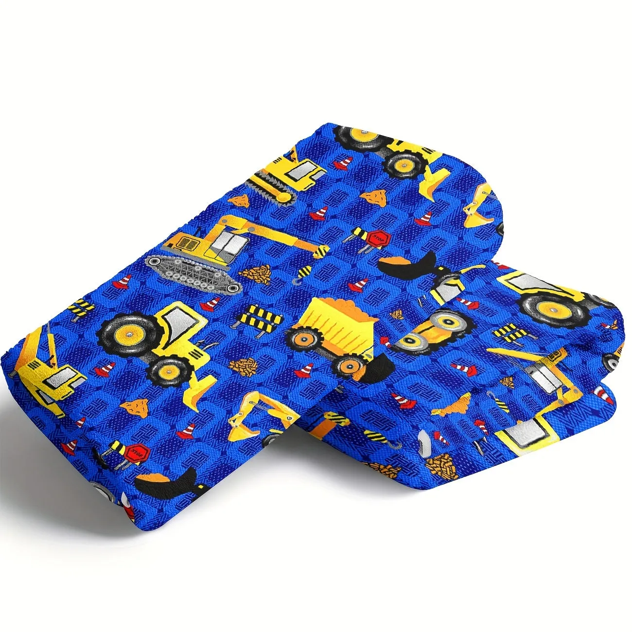 Excavator Print Flannel Blanket Soft Cozy Throw Travel Blanket