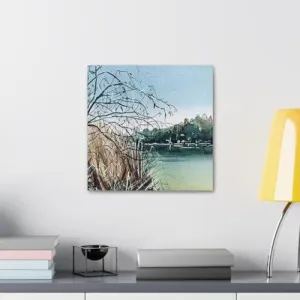 GADGETS WRAP Canvas Gallery Wrap Framed for Home Office Studio Living Room Decoration (10x10inch) - Winter Lake Print