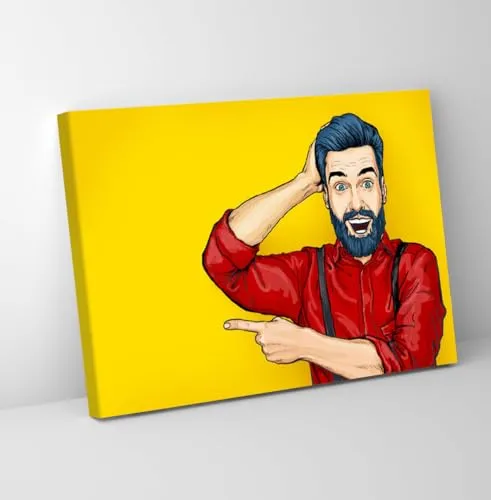 GADGETS WRAP Canvas Gallery Wrap Framed for Home Office Studio Living Room Decoration (11x9inch) - Man With Shocked Facial Expression Showing By Finger