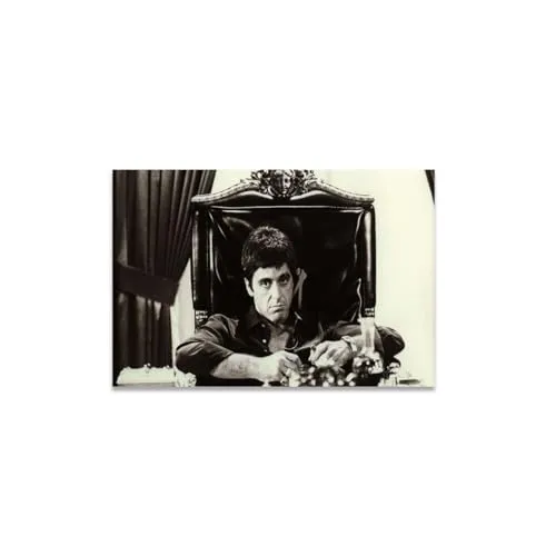 GADGETS WRAP Canvas Gallery Wrap Framed for Home Office Studio Living Room Decoration (14x11inch) - Al Pacino Scarface Black & White Print