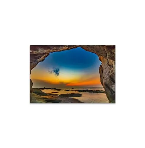 GADGETS WRAP Canvas Gallery Wrap Framed for Home Office Studio Living Room Decoration (14x11inch) - Cave In Sunset