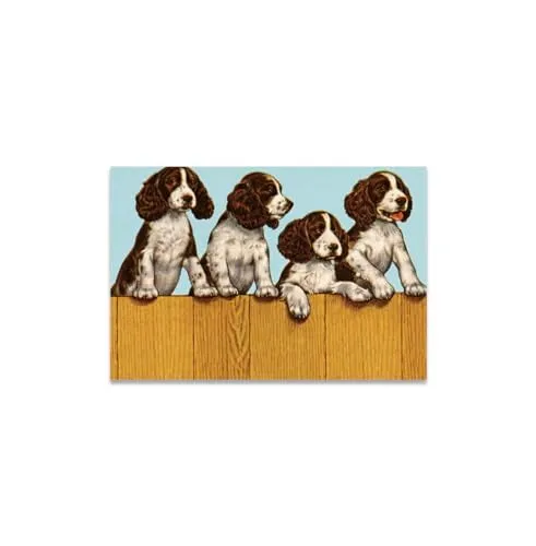 GADGETS WRAP Canvas Gallery Wrap Framed for Home Office Studio Living Room Decoration (14x11inch) - Four Dogs Standing On A Fence