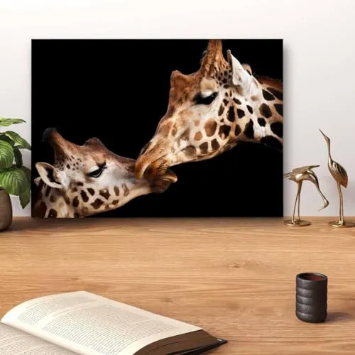 GADGETS WRAP Canvas Gallery Wrap Framed for Home Office Studio Living Room Decoration (14x11inch) - Giraffes Portrait