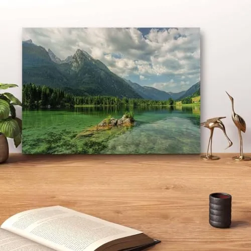 GADGETS WRAP Canvas Gallery Wrap Framed for Home Office Studio Living Room Decoration (14x11inch) - Hintersee Lake Mountains