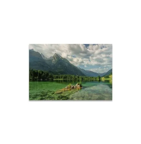 GADGETS WRAP Canvas Gallery Wrap Framed for Home Office Studio Living Room Decoration (14x11inch) - Hintersee Lake Mountains