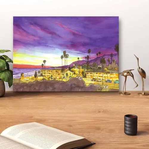 GADGETS WRAP Canvas Gallery Wrap Framed for Home Office Studio Living Room Decoration (14x11inch) - Linden At Sunset