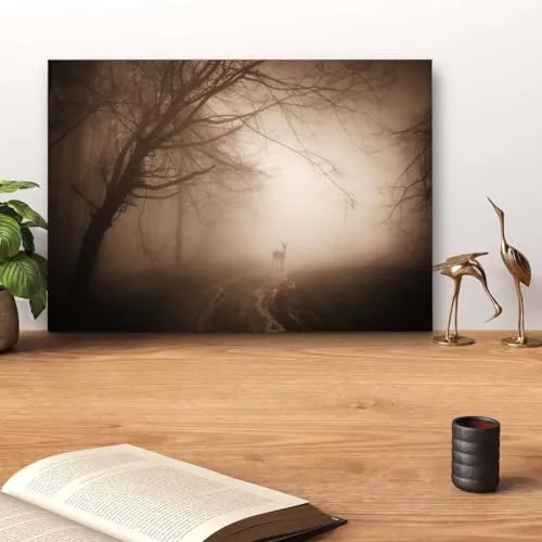 GADGETS WRAP Canvas Gallery Wrap Framed for Home Office Studio Living Room Decoration (14x11inch) - Misty Dark Forest (2)