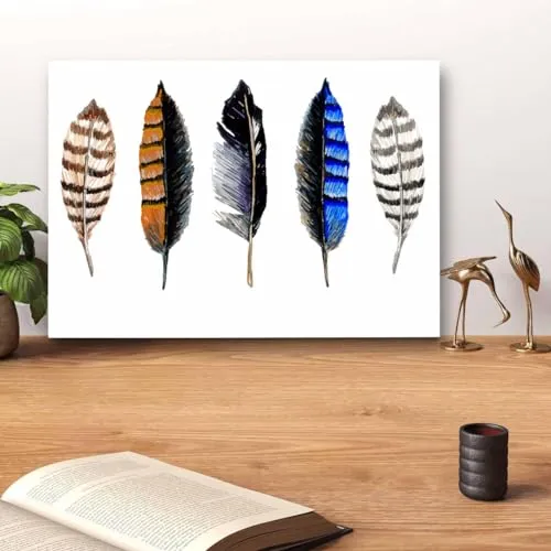 GADGETS WRAP Canvas Gallery Wrap Framed for Home Office Studio Living Room Decoration (14x11inch) - Native Feather (2)