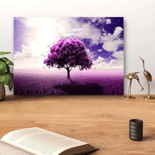 GADGETS WRAP Canvas Gallery Wrap Framed for Home Office Studio Living Room Decoration (14x11inch) - Pink Tree Abstract