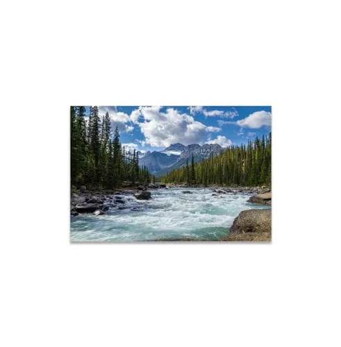 GADGETS WRAP Canvas Gallery Wrap Framed for Home Office Studio Living Room Decoration (14x11inch) - River Conifers Tree