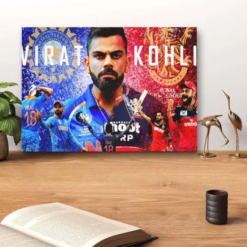 GADGETS WRAP Canvas Gallery Wrap Framed for Home Office Studio Living Room Decoration (14x11inch) - Run Machin Virat Kohi Poster