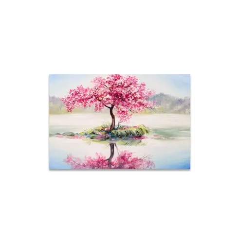 GADGETS WRAP Canvas Gallery Wrap Framed for Home Office Studio Living Room Decoration (14x11inch) - Tree In Lake (2)