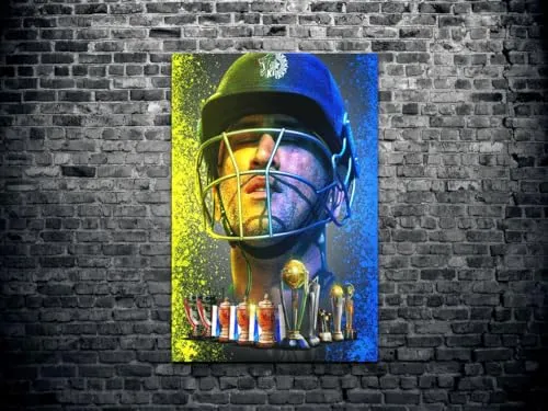 GADGETS WRAP Canvas Gallery Wrap Framed for Home Office Studio Living Room Decoration (14x22inch) - Ms Dhoni Trophies Poster