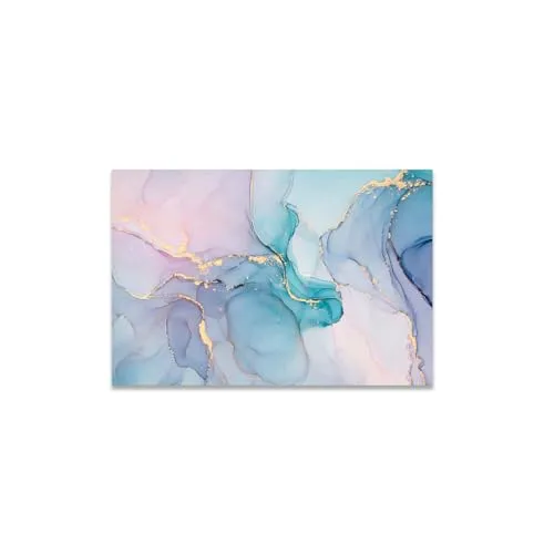 GADGETS WRAP Canvas Gallery Wrap Framed for Home Office Studio Living Room Decoration (17x11inch) - Blue Green & Pink Gold Abstract