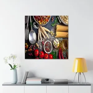 GADGETS WRAP Canvas Gallery Wrap Framed for Home Office Studio Living Room Decoration (17x17inch) - Food Spices Kitchen