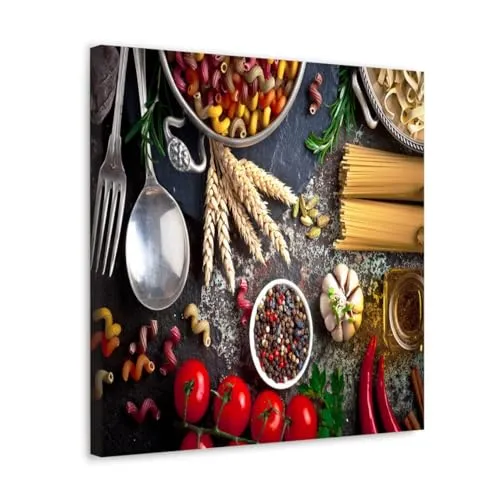 GADGETS WRAP Canvas Gallery Wrap Framed for Home Office Studio Living Room Decoration (17x17inch) - Food Spices Kitchen