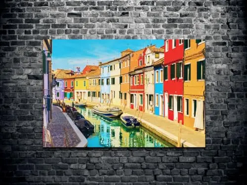 GADGETS WRAP Canvas Gallery Wrap Framed for Home Office Studio Living Room Decoration (22x14inch) - Canal Near Buildings Photograph