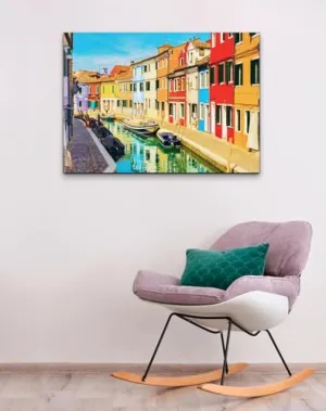 GADGETS WRAP Canvas Gallery Wrap Framed for Home Office Studio Living Room Decoration (22x14inch) - Canal Near Buildings Photograph