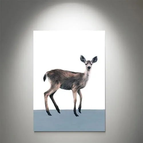 GADGETS WRAP Canvas Gallery Wrap Framed for Home Office Studio Living Room Decoration (9x11inch) - Deer On Slate Blue