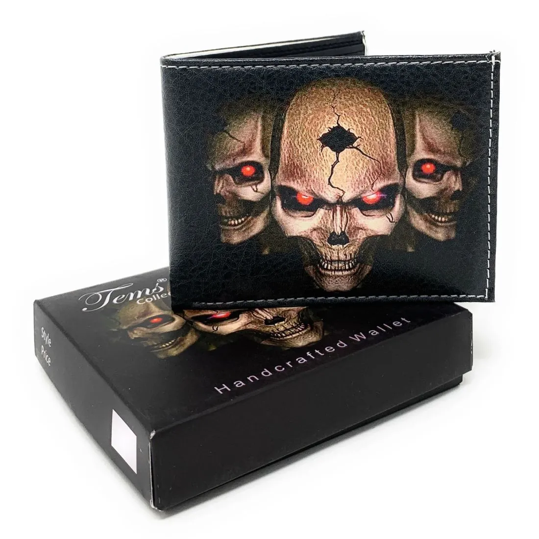 Gothic Skull Grim Reaper Bifold Wallets In Gift Box Mens Womens