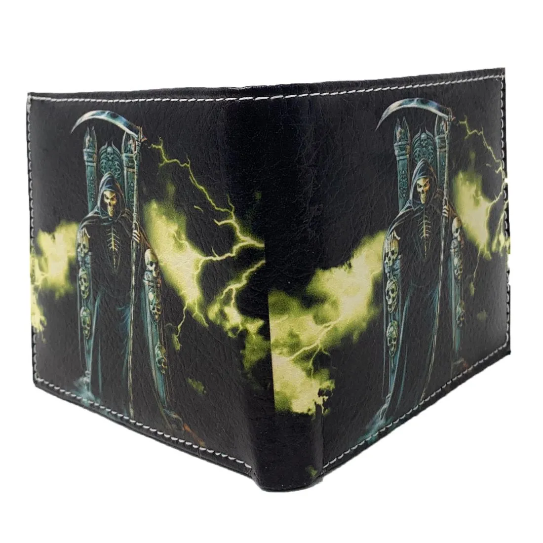 Gothic Skull Grim Reaper Bifold Wallets In Gift Box Mens Womens