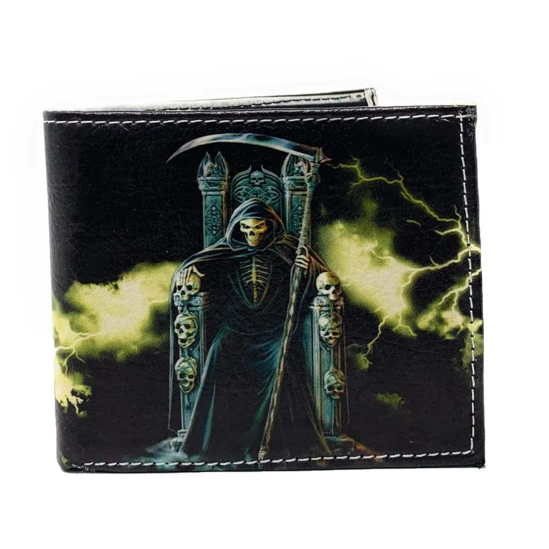 Gothic Skull Grim Reaper Bifold Wallets In Gift Box Mens Womens