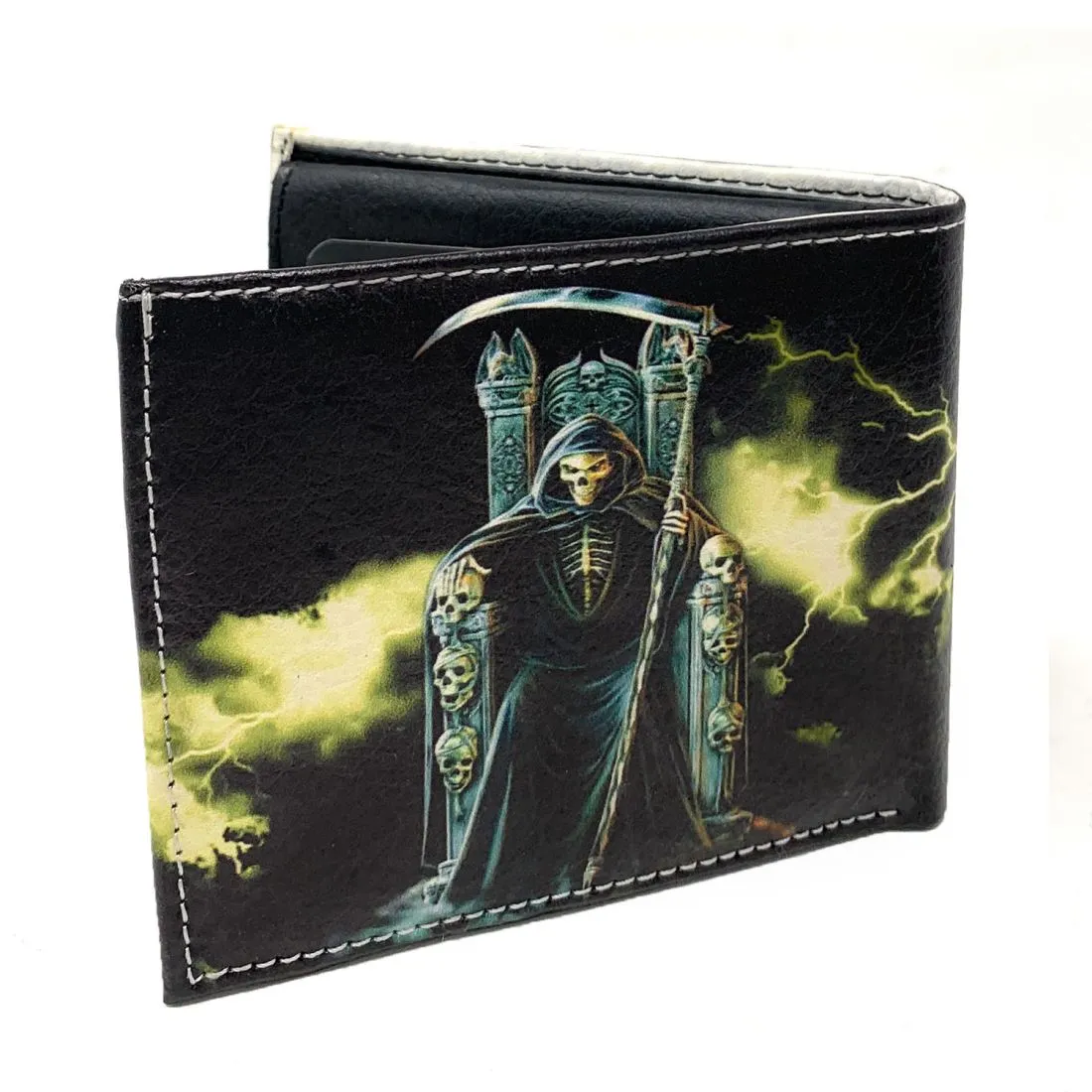 Gothic Skull Grim Reaper Bifold Wallets In Gift Box Mens Womens