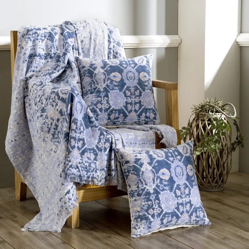 Grunge Paint 100% Cotton Solid Woven Super Soft Blue Multi Cover Set/Sofa/Multi Cover/Single Bed Cover