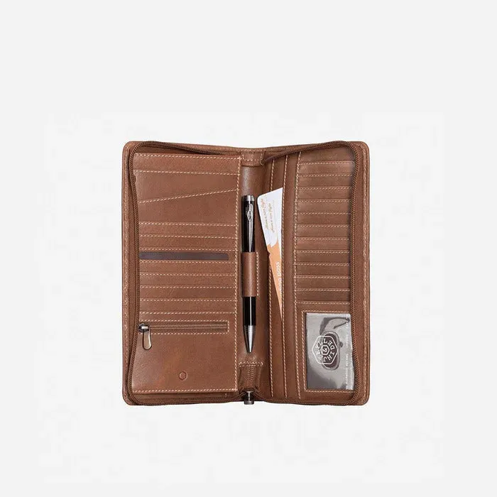 Jekyll & Hide Texas Large Zip-Around Travel And Passport Organiser, Clay