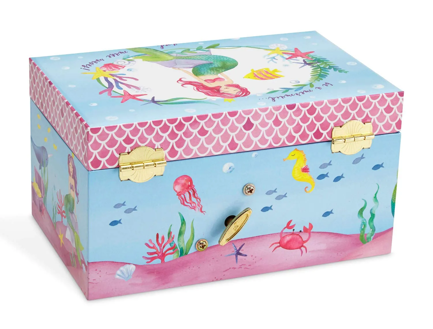 Jewelkeeper Mermaid Musical Jewelry Box, Underwater Design with Pullout Drawer, Over the