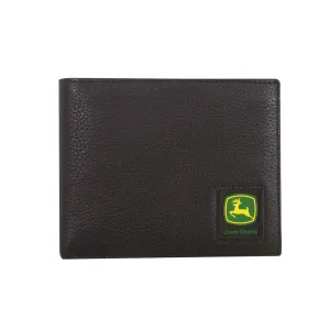 John Deere Trademark Black Pebble Grain Leather Bi-fold Wallet