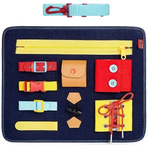 Kidology Montessori Busy Board Toy to Develop Basic Skills, Educational Sensory Board Travel Toys for Plane Car Aged 3  Kids, Activity Parents-Kids Travelling Toys (Multicolor)