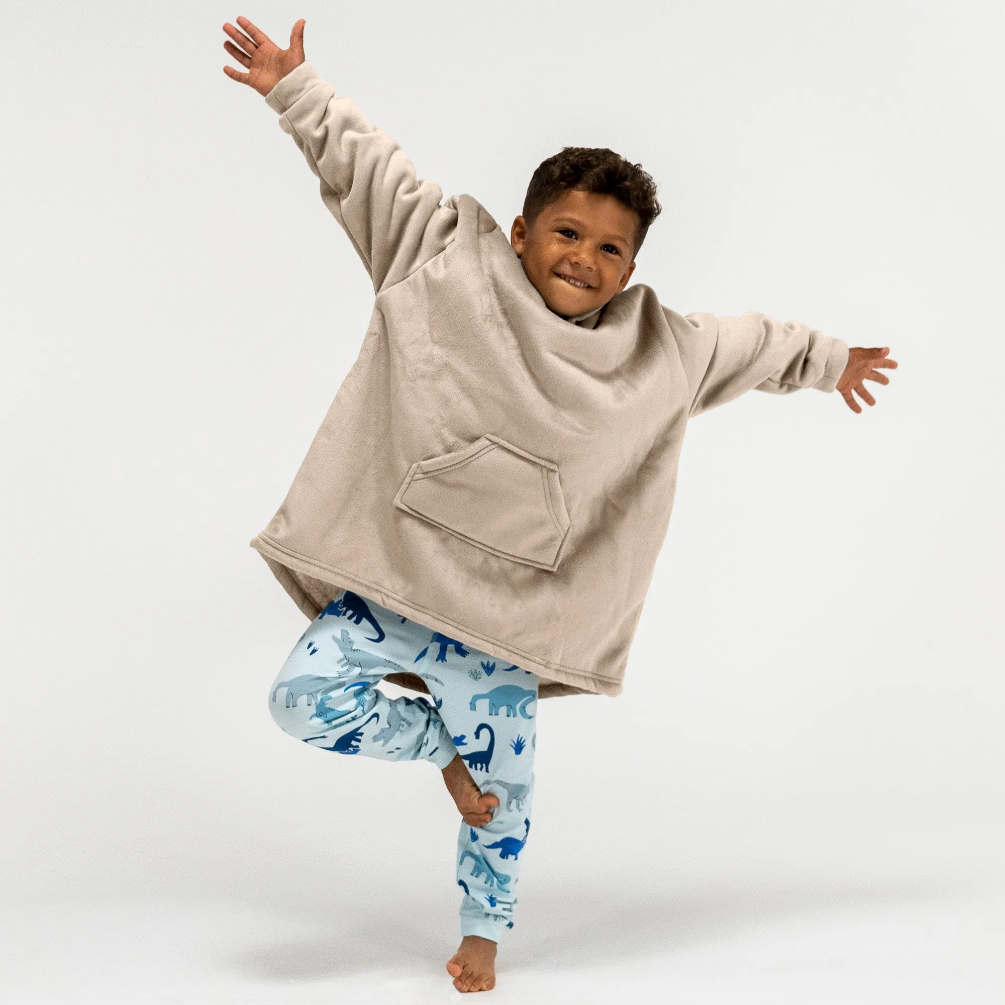 Kids Oversized Hoodie Blanket Sweatshirt - Minky Cream / Mink